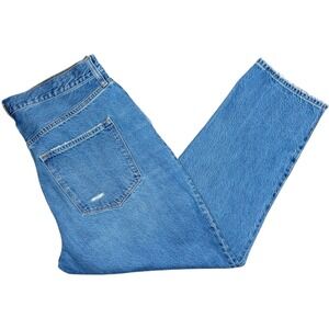 J. Crew Women's Premium Edition High Rise Straight Crop Button Fly Blue Jeans 32